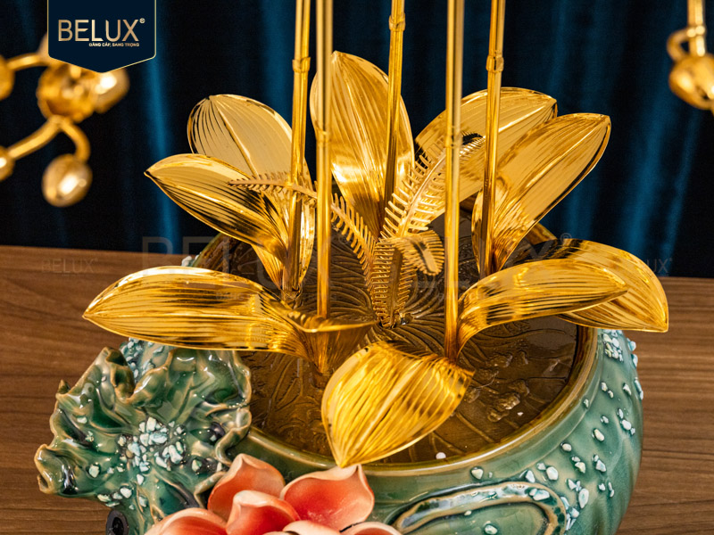 Chậu Lan Vàng Sen Ngọc mạ vàng 24k&nbsp;cao 50cm